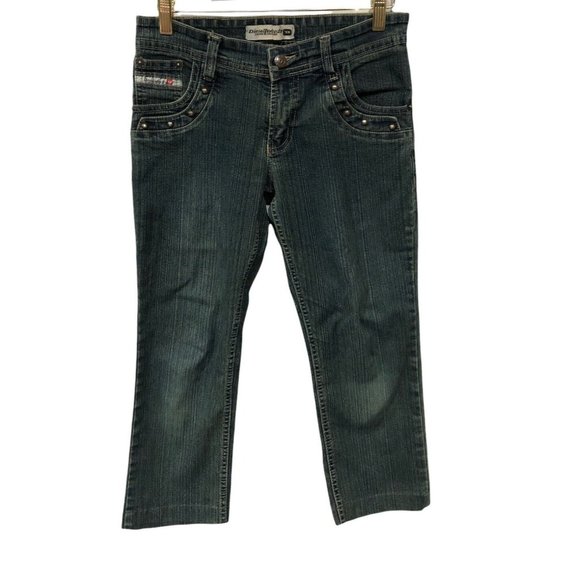 Diesel Industry Womens Jeans Cropped Size 30 28x21 Studded Embroidered - Picture 1 of 12
